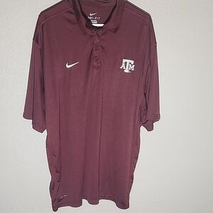TEXAS A&M Mens Polo drift Nike maroon athletic shirt size XXL Dri-fit